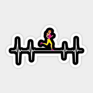 Cool Running Girls Heartbeat EKG gift Sticker